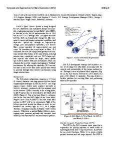 Concepts and Approaches for Mars Exploration[removed]pdf NASA’S SPACE LAUNCH SYSTEM (SLS) PROGRAM: MARS PROGRAM UTILIZATION. Todd A. May, SLS Program Manager (XP01) and Stephen D. Creech, SLS Strategic Development
