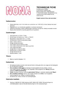 TECHNISCHE FICHE Kunstencentrum NONA An De Hondt, hoofd techniek Begijnenstraat 19-21, 2800 Mechelen T: +[removed]M:+[removed] [removed] of [removed]