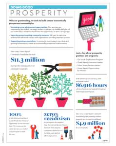 DOING GOOD  PROSPERITY With our grantmaking, we seek to build a more economically prosperous community by: •	 Increasing career advancement opportunities. Our grantees are