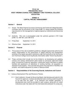 TITLE 135 PROCEDURAL RULE WEST VIRGINIA COUNCIL FOR COMMUNITY AND TECHNICAL COLLEGE EDUCATION SERIES 12 CAPITAL PROJECT MANAGEMENT