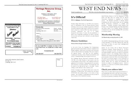 West End Citizens Association P.O. Box 13 Cambridge MDWest End Citizens Association P.O. Box 13 Cambridge MDMembership