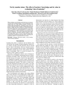 Not by number alone: The effect of teachers’ knowledge and its value in evaluating “sins of omission” Ilona Bass ()1 , Daniel Hawthorne-Madell ()2 , Noah D. Goodman (ngoodman@