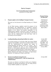 LC Paper No. CB[removed])  Panel on Transport List of outstanding items for discussion (position as at 25 May 2005)