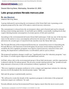deseretnews.com | Lake group praises Nevada mercury plan | Deseret Morning News Web edition