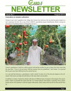 NEWSLETTER Issue No.7 August[removed]Innovation on tomato cultivation