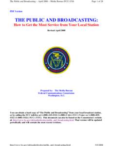 The Public and Broadcasting -- April[removed]Media Bureau (FCC) USA  Page 1 of 28 PDF Version