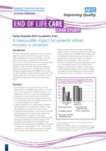 Transform Programme improving end of life care in acute hospitals NHS  MEASURABLE IMPROVEMENT