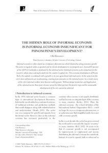 Informal sector / Socioeconomics / Labor force / Social protection / Cambodia / Waste picker / Slum upgrading / Sociology / Phnom Penh / Economics