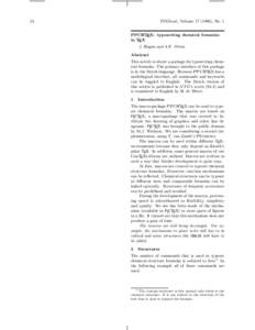 54  TUGboat, Volume[removed]), No. 1 PPCHTEX: typesetting chemical formulas in TEX J. Hagen and A.F. Otten