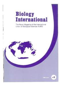 Biology International The News Magazine of the International Union of Biological Sciences (IUBS)  Contents (No 9, 1984)