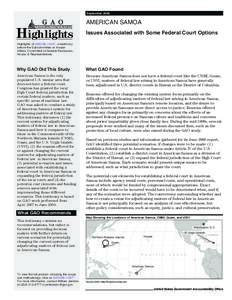 September[removed]AMERICAN SAMOA Accountability Integrity Reliability  Highlights