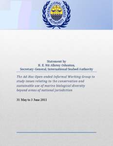 International Seabed Authority / Fisheries / Seamount / Global Census of Marine Life on Seamounts / Census of Marine Life / Isa / United Nations Convention on the Law of the Sea / Cobalt / Biodiversity / Biology / Marine biology / Law of the sea