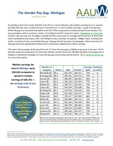 The Gender Pay Gap: Michigan Updated April 2013 According to the most recent statistics from the U.S. Census Bureau, the median earnings for U.S. women working full time, year-round were just 77 percent of U.S. men’s m