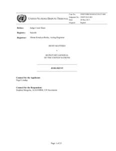 United Nations / United Nations Dispute Tribunal / United Nations Office of Internal Oversight Services
