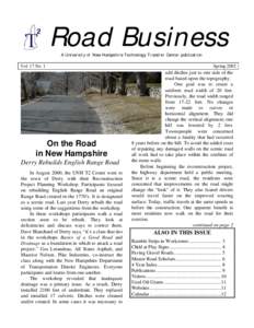 Road Business A University of New Hampshire Technology Transfer Center publication Vol. 17 No. 1  On the Road