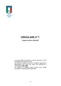 CIRCOLARE n° 1 Stagione sportiva[removed]