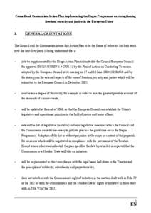 Council and Commission Action Plan implementing the Hague Programme on strengthening freedom, security and justice in the European Union 1.  GENERAL ORIENTATIONS