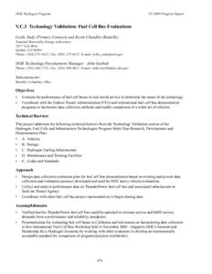 V.C.3 Technology Validation: Fuel Cell Bus Evaluations