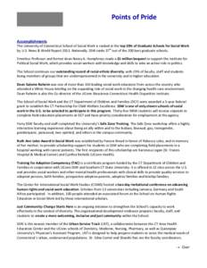 Welfare / Coalition of Urban and Metropolitan Universities / Mansfield /  Connecticut / New England Association of Schools and Colleges / University of Connecticut / National Association of Social Workers / University of Minnesota School of Social Work / Smith College School for Social Work / Psychiatry / Mental health professionals / Social work