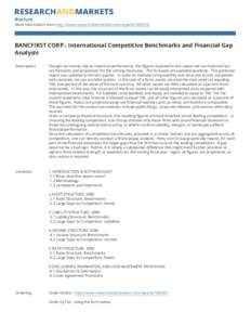 Brochure More information from http://www.researchandmarkets.com/reports[removed]BANCFIRST CORP.: International Competitive Benchmarks and Financial Gap Analysis Description: