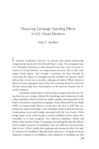 Measuring Campaign Spending Effects in U.S. House Elections Gary C. Jacobson I