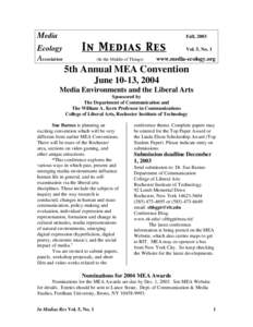 Media  Fall, 2003 Ecology Association