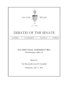 Debates of the Senate 2nd SESSION .  41st PARLIAMENT