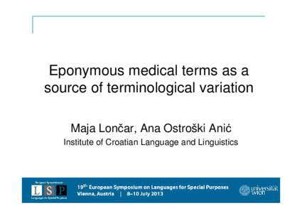 Rheumatology / Lončar / Health / Education / Medical eponyms / Eponym / Medicine