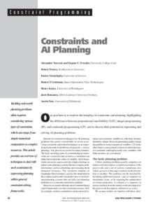 C o n s t r a i n t  P r o g r a m m i n g Constraints and AI Planning