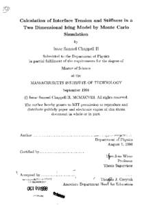 Calculation of Interface Tension and Stiffness in a Two Dimensional Ising Model by Monte Carlo Simulation by  Isaac Samuel Chappell II