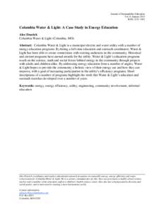 Journal of Sustainability Education Vol. 8, January 2015 ISSN: Columbia Water & Light: A Case Study in Energy Education Alex Dzurick