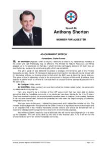 Hansard, 23 MaySpeech By Anthony Shorten MEMBER FOR ALGESTER