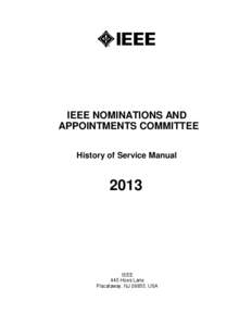 IEEE NOMINATIONS AND APPOINTMENTS COMMITTEE History of Service Manual 2013