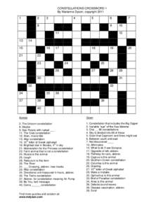 CONSTELLATIONS CROSSWORD 1 By Marianne Dyson, copyright[removed]