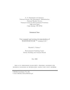 U. S. Department of Commerce National Oceanic and Atmospheric Administration National Weather Service National Centers for Environmental Prediction 5200 Auth Road Camp Springs, MD 20746