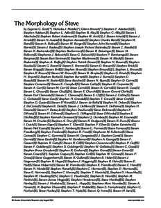 The Morphology of Steve by Eugenie C. Scott[*], Nicholas J. Matzke[*], Glenn Branch[*], Stephen T. Abedon[S][$], Stephen Addison[S] Stephen L. Adler[S] Stephen B. Aley[S] Stephen C. Alley[S] Steven I. Altschuler[S] Steph