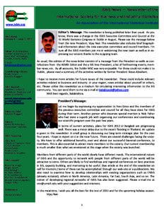 ISBIS News — Newsle er of the  Interna onal Society for Business and Industrial Sta s cs  www.isbis.org   An Associa on of the Interna onal Sta s cal Ins tute  