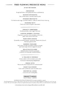 Free Flowing Prosecco Set Menu