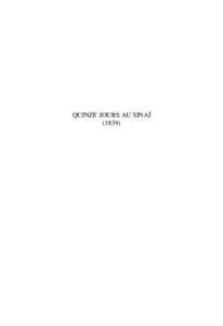 QUINZE JOURS AU SINAÏ (1839) ALEXANDRE DUMAS d’après les notes et esquisses d’Adrien Dauzats