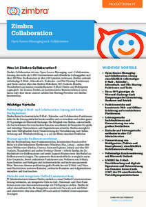 PRODUKTÜBERSICHT  Zimbra Collaboration Open-Source-Messaging und -Collaboration