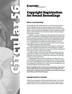 Circular 56  w Copyright Registration for Sound Recordings