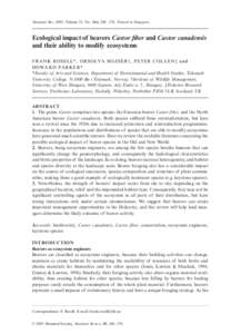 Blackwell Publishing LtdOxford, UKMAMMammal Review0305-1838Blackwell Publishing Ltd, 2005? [removed]&4248276review articleEcological impact of beaversF. Rosell et al.