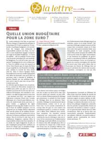 Mars 2016 n° 25  www.parisschoolofeconomics.eu 1Q  uelle union budgétaire pour la zone euro ?