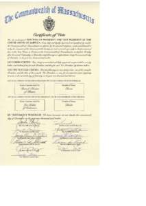 Certificate of Vote - Massachusetts