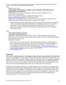 pp[removed]In: Tracing the evolution of organic/sustainable agriculture: a selected and annotated bibliography (AFSIC, [removed]Full-text: http://www.nal.usda.gov/afsic/pubs/tracing/tracing.shtml 1898 Bentley, Henry Lewis 