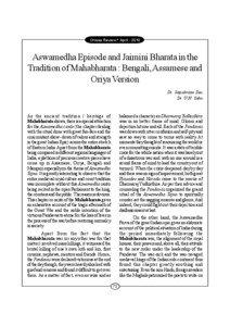 Orissa Review * April[removed]Aswamedha Episode and Jaimini Bharata in the