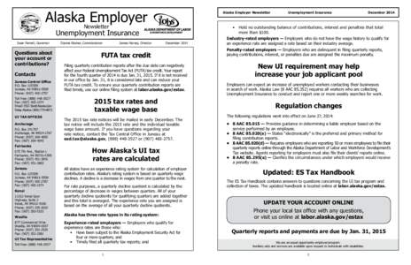 Alaska Employer  Alaska Employer Newsletter Newsletter