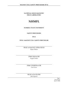 MAGNET CELL SAFETY PROCEDURE SP-16      NATIONAL HIGH MAGNETIC  FIELD LABORATORY 