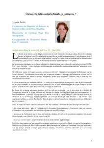 Où loger la lutte contre la fraude en entreprise ? Virginie Srecki, Co-directrice du Magistère de Sciences de Gestion à l’Université Paris-Dauphine, Responsable du Certificat Fraud Risk Management