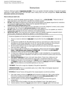 ApacheCon US 2005 Speaker Agreement  Speaker: Jean Anderson Prepared: Friday, 18 November:27 PST